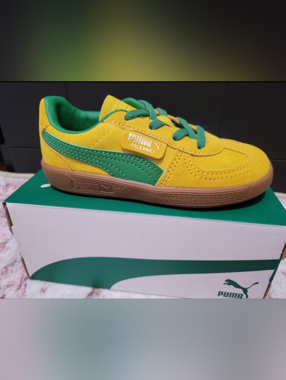 Puma Palermo Toddler Sneakers in Yellow and Green - 9c